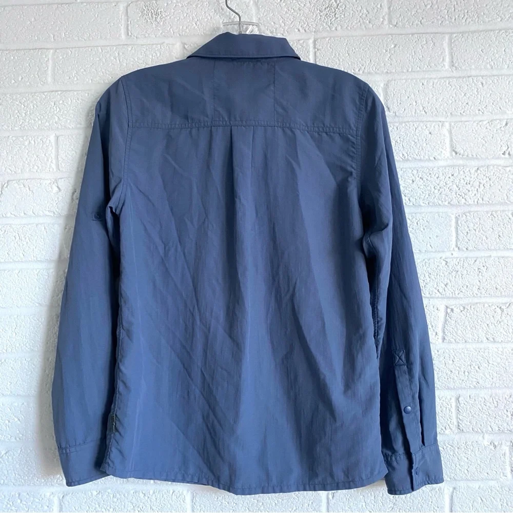 REI Co-op Kids' Sun Shirt Long Sleeve Blue Nylon Large ( 14-16) Gorpcore Button